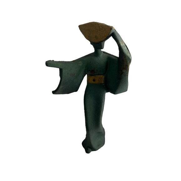 Vintage Cast Iron Dancing Geisha Statue Figure Brutalist MCM Japan James Mont St - Picture 2 of 11